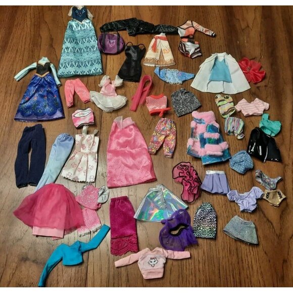 Barbie Clothes Lot 43 Pc Mixed Styles Tops Bottoms Dresses Coat  4 - Picture 1 of 9